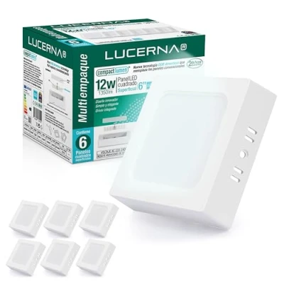 Imagen de LUCERNA Plafon LED superficie Cuadrado 12W Luz Blanco Frío 6500 K 1350 LM techo Focos interior cuadrados cocina Downlight PACK 6