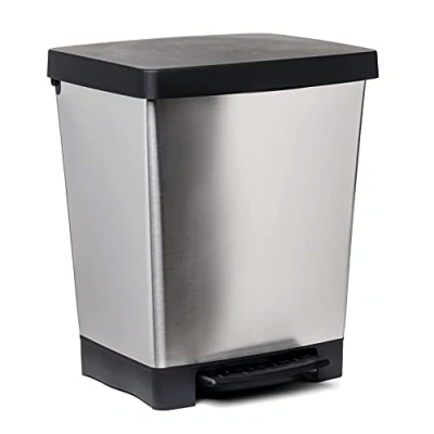 Imagen de Tatay Cubo de Pedal Cubik, 23L Capacidad, Retráctil, Polipropileno, Libre BPA, Bolsa Basura 30L. Color Gris Acero. Medidas 33.5 x 30 39cm