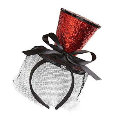 Imagen de W WIDMANN MILANO Party Fashion Cinta para el pelo mini sombrero de copa glitter, con lazo y velo, sombrero, tocado, accesorio