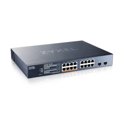 Imagen de Zyxel 18 Port Multi Gig 2.5G Cloud/Smart Managed PoE++ Switch @180W con 8 x PoE++(60W) 2 10G SFP+ Montaje en Rack [XMG1915 18EP]