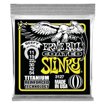 Imagen de Ernie Ball Beefy Slinky RPS Cuerdas para guitarra eléctrica, titanio, revestidas, calibre 11 54