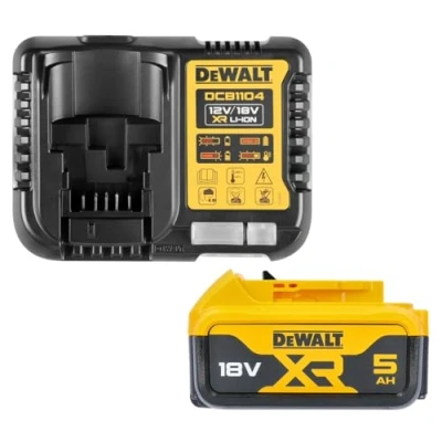 Imagen de DEWALT DCB184 5.0ah 18v XR Batería de Iones Litio + Cargador DCB115, Amarillo