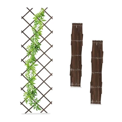 Imagen de Relaxdays 3 Soportes Trepadoras de Reja, Guías Plantas Enredaderas Plegables, 180x60 cm, Jardín, Balcón, Madera, Marrón, 180 x 60 1.5 cm