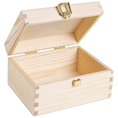 Imagen de Creative DECO Pequeña Caja Madera para Decorar 21.4 x 13.8 10 cm con Tapa y Cerradura Decoracion Decoupage Almacenaje Navidad Objetos Valor, Juguetes, Herramientas, Documentos