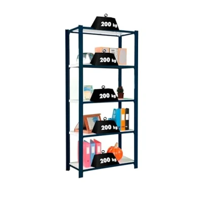 Imagen de Simon Rack Librería Estanteria Oficina, 2100x900x300 mm, 5 Alturas, Estilo Industrial, Metálicas, Antracita/Blanco Officlick