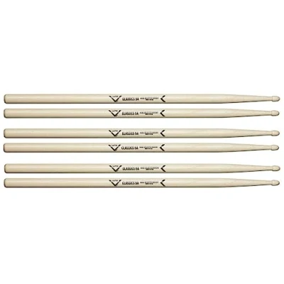 Imagen de Vater Baquetas VSP35ACL Serie 5A Classics Hickory Punta de madera Paquete 3 pares
