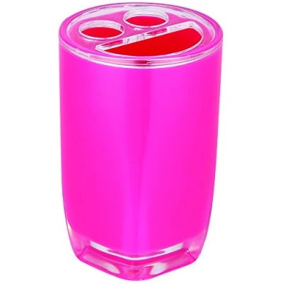Imagen de MSV Tahiti Vaso Porta Cepillos de Dientes, Acrílico, Rosa, 7.5x7.5x11.5 cm