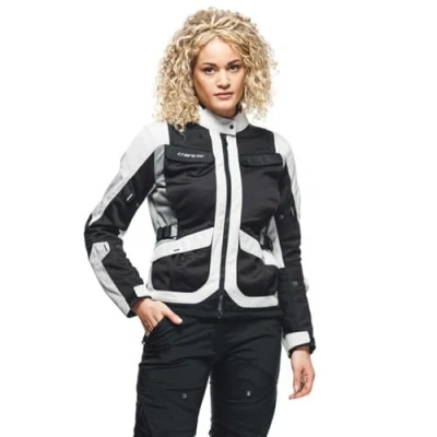 Imagen de Dainese Desert Lady Tex Jacket, Chaqueta de Moto Verano, Tejido Técnico Ligero, Protectores Hombros y Codos, para Mujer, Peyote/Negro/Steeple Gray, 52