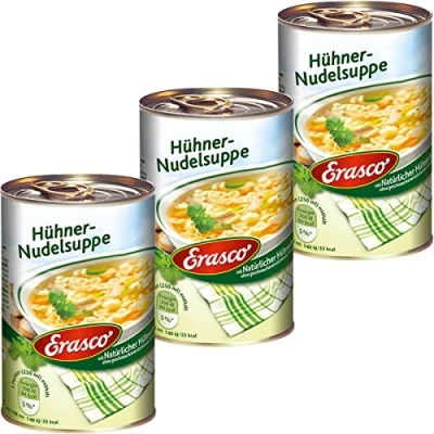 Imagen de Erasco Sopa para gallinas, verduras y carne de pollo, 390 ml, 3 unidades