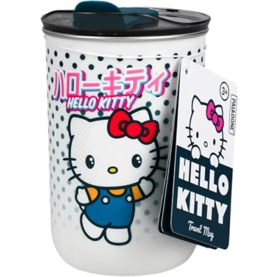 Imagen de Paladone taza de viaje Hello Kitty, café Sanrio con tapa licencia oficial, aislada para bebidas calientes o frías, 350 ml