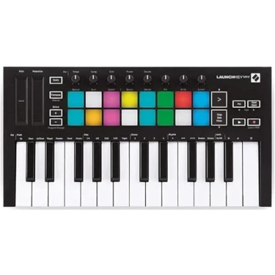 Imagen de Novation Launchkey Mini [MK3] — Controlador de teclado MIDI 25 teclas portátil con USB e integración DAW. Modo acordes fijos y arpegiador para producción musical
