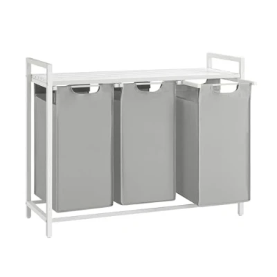 Imagen de VASAGLE Cesto para Ropa Sucia, Cesta Colada, 3 Bolsas Colada de Tela Oxford Extraíble y Desmontable, Estante, Marco Metálico, x 38 L, 92,5 33 72 cm, Gris Paloma BLH301W03