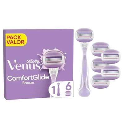 Imagen de Venus Gillette Comfortglide Breeze Máquinilla de Afeitar Para Mujer, 1 Mango Y 6 Cuchillas Recambio, 3 Hojas, Depilación Suave, Apurada Duradera