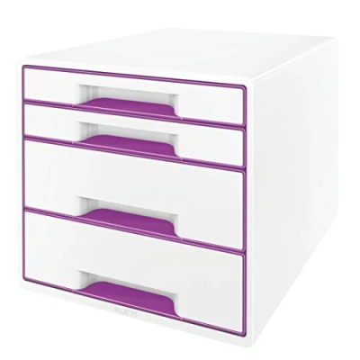 Imagen de LEITZ 52132062 Bucs de cajones WOW Desk Cube NUEVA VERSIÓN 4 (2 grandes y 2 pequeños) color violeta metalizado/blanco