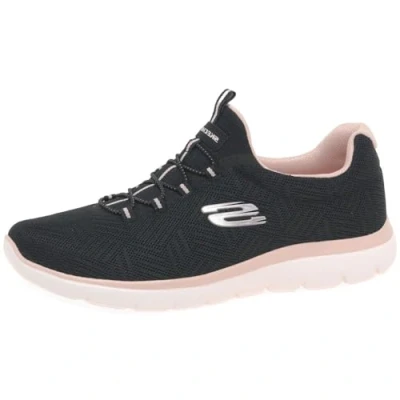 Imagen de Skechers Summits Lite, Zapatillas de Deporte, Mujer, Malla Negra Y Ribete Rosa Claro, 37.5 EU