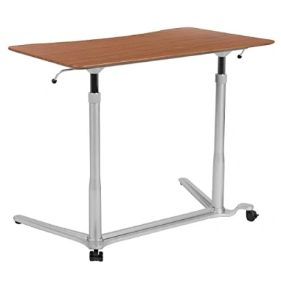 Imagen de Flash Furniture ergonómico para computadora Sentado, Escritorio de pie, Acero, Madera ingeniería: Tablero Fibra Densidad Media, plástico, PVC, Cereza, Set of 1