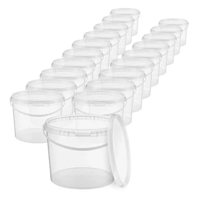 Imagen de BenBow Cubo con Tapa 3l Transparente 20x 3 litros Seguro para los Alimentos, Estable, hermético, a Prueba de Fugas, Inodoro plástico asa vacío