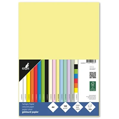 Imagen de Kangaro Papel de color amarillo pastel DIN A4 160g/m² FSC mix 50 pack carta DIY