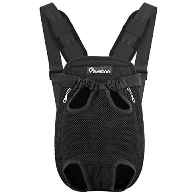 Imagen de Pawaboo Mochila del Perro Adjustable, Bolso para Mascotas, Adjustable Bolsa Delantera, Bolsas de Transporte Mascotas Viajar, Senderismo, Camping, Talla M, Negro