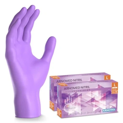 Imagen de ARNOMED guantes nitrilo talla L, violeta, de nitrilo, 200 unidades (2 cajas), desechables sin polvo, goma látex, en tallas XS, S, M, L y XL