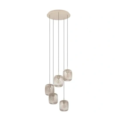 Imagen de EGLO Romazzina Lámpara colgante Cluster con 5 luces, ideal para colocar encima de la mesa del comedor, metal en color arena, casquillo E27
