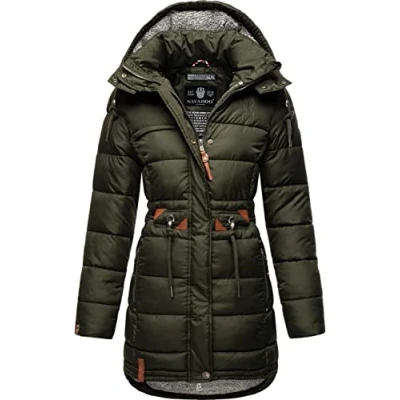 Imagen de Navahoo Daliee Abrigo de invierno para mujer, con forro cálido, capucha desmontable, tallas XS XXL, verde oliva, XXL