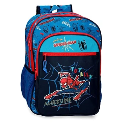 Imagen de Marvel Spiderman Totally awesome Mochila Escolar Doble Compartimento Azul 31x42x13 cms Poliéster 16,93L