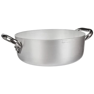 Imagen de Pentole Agnelli ALMA10624 Sartenes de aluminio profesional 3 mm, cacerola baja con 2 asas, 4.1 L