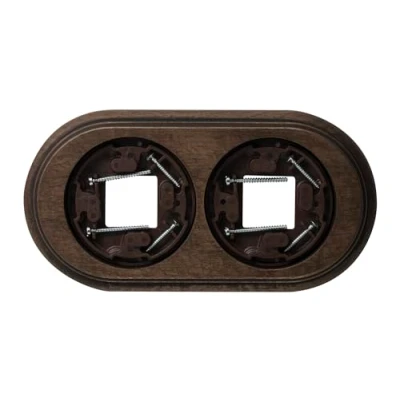 Imagen de Peana de Madera para Garby y Dimbler, mecanismos eléctricos vintage pared Accesorio enchufes e interruptores envejecida Sin paso cable Fontini