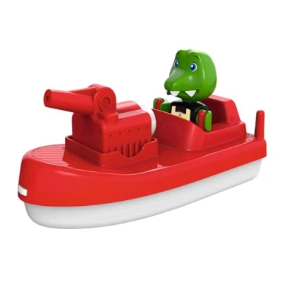 Imagen de AquaPlay FireBoat Accesorios para vías de Agua o la bañera, Barco Bomberos con Sven el cocodrilo, función Salpicaduras Agua, niños a Partir 3 años 8700000273 Rojo