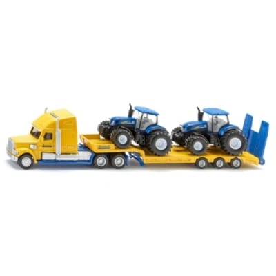Imagen de siku 1805, Camión con tractores New Holland, 1:87, Metal/Plástico, Amarillo/Azul, Multifuncional
