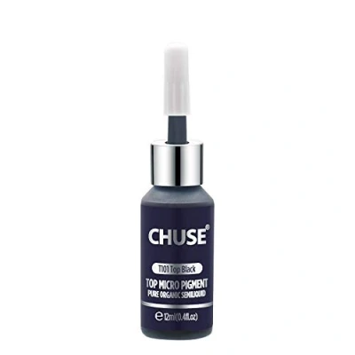 Imagen de CHUSE T101 Top negro Color cosmético de la tinta permanente del tatuaje maquillaje micro pigmento microblading Aprobó SGS, DermaTest 12ml (0.4fl.oz)