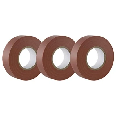 Imagen de GTSE Cinta aislante marrón de 19 mm x 20 m para instalaciones eléctricas Autoadhesiva y resistente proteger, agrupar reparar cables 3 Rollos