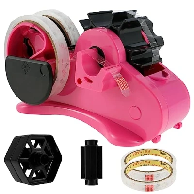 Imagen de dispensador de cinta térmica para sublimación con soporte bolígrafo, rollo múltiple antideslizante 2 cintas, portátil corte calor,