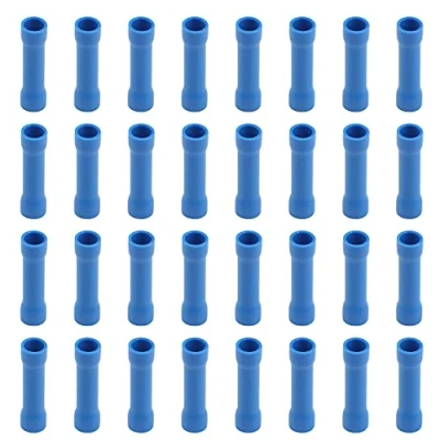 Imagen de Ruidee 100Pcs 16 14 AWG Conectores de alambre aislados Terminales empalme a tope eléctricos crimpado (azul/UPTL)
