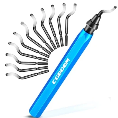Imagen de CGBOOM Desbarbador Metal, Herramienta de Desbarbado y 11 Cuchillas 360 Giratorio Quita Rebabas para Acero, Plástico, Aluminio, Cobre, Impresora 3D con Una Caja…
