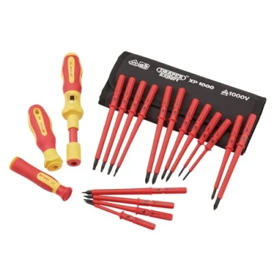 Imagen de Draper xp1000 set di 19 cacciaviti dinamometrici vde a doppia lama intercambiabile isolata 81762 per utensili elettrici