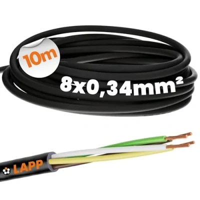 Imagen de Lapp 10 metros 1030243 LiYY PVC Cable de control 8 x 0,34 mm² negro I LED hilos datos señal soldable