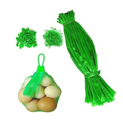 Imagen de 100 Piezas Bolsa de Malla Reutilizable, Huevos, para Rejilla La Compra Playa Nueces, Comestibles Bolsa(Verde)