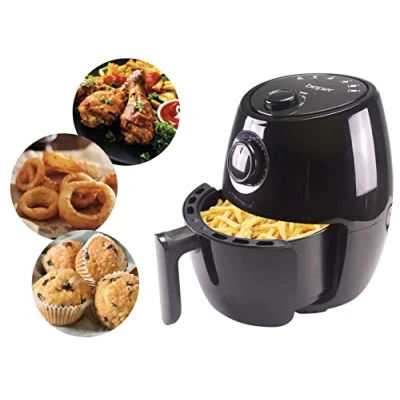Imagen de BEPER P101FRI001 Freidora de Aire caliente, sin aceite, Temporizador y temperatura ajustable, Recipiente rejilla extraíbles, 2 litros capacidad, 1000 Watt potencia, Negro