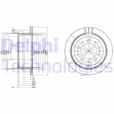 Imagen de DELPHI BG3534 Disco de freno 330 18 5 ventilado aceitado sin procesar cojinete rueda, anillo sensor ABS TOYOTA: Land Cruiser 100