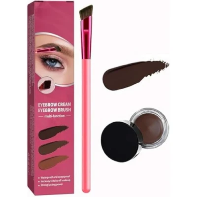 Imagen de 4D Ultra Thin Brow Brush Eyebrow Cream, Long Lasting Pomade With Brush, Professional Square Makeup Multifunction Angled Realistic Set (Taupe)