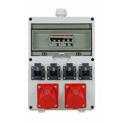 Imagen de EHMANN Distribuidor de pared profesional, entrada M32 para cable, con disyuntores, Made in Germany, 6 salidas (2 x CEE 16 A / 4 230 V ), K2, BGI GUV I608