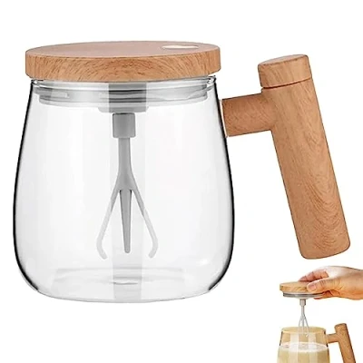Imagen de tongfeng Dubbulons Taza Batidora 400ML, Café con Agitación Automática, Autoagitable, Mezcladora Eléct para Colacao Café,Leche, Vidrio