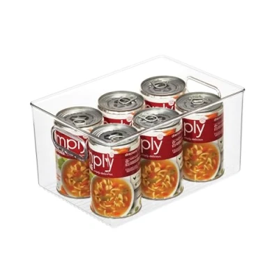 Imagen de iDesign caja transparente con asas, organizador de cocina extragrande plástico, organizadora sin tapa para los armarios o el frigorífico,