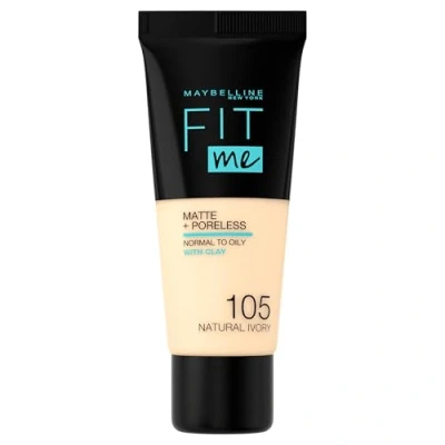Imagen de Maybelline New York, Base de Maquillaje que Calca a tu Tono Fit me! Mate y Afinaporos, Color: 105 Natural Ivory