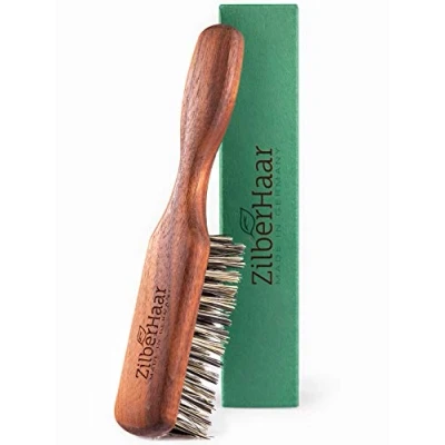 Imagen de ZilberHaar Cepillo de barba Normal, Vegano 100% cerdas vegetales duras, Fibras Tampico Mexicanas y Madera Nogal Cuidado facial para hombres Cruelty Free