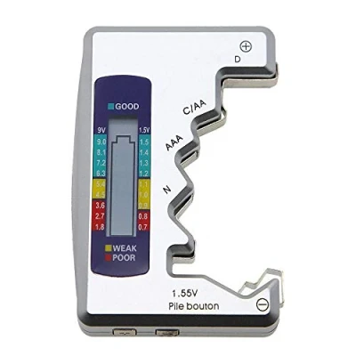 Imagen de Treki Comprobador de Batería Digital LCD Probador Capacidad Pantalla Portátil Medidor Voltaje Pilas Botón AA, AAA, C, D, N, 9V, 1.5V Universal