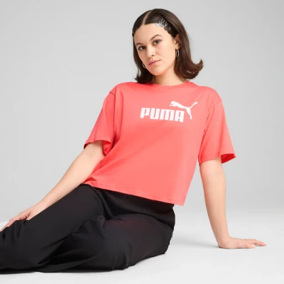 Imagen de Puma ESS Cropped LOGO Relaxed Camiseta estampada, Mujer, Talla: Small, Peach frost