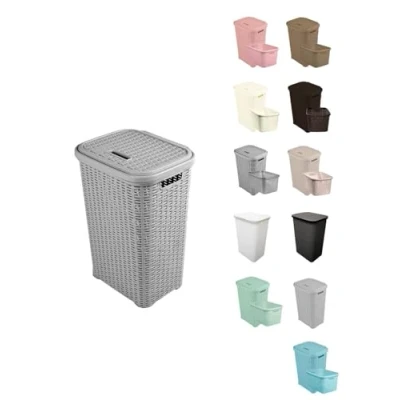 Imagen de JARDIN202 Pongotodo Diseño Rattan Para Colada Cesto la Ropa Sucia 38 Litros (Plata)